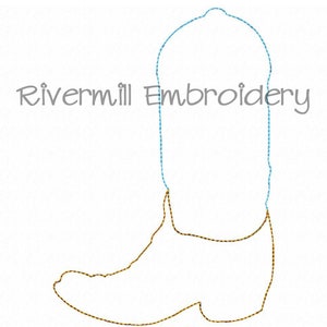 Raggy Applique Cowboy Boot Machine Embroidery Design - 4 Sizes - Instant Download PES DST Digital File Rivermill Embroidery
