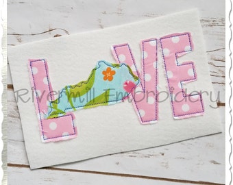 Raggy Applique Kentucky Love Machine Embroidery Design - 4 Sizes