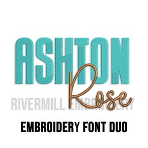 Ashton Rose Maschinenstickerei Schriftart Duo Alphabet - 3 Größen - Zwei Schriftarten - SX-Dateien Instant Download Design PES Rivermill Block & Script