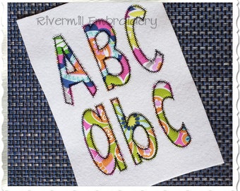 Stretch Zig Zag Applique Machine Embroidery Font Alphabet - 4 Sizes