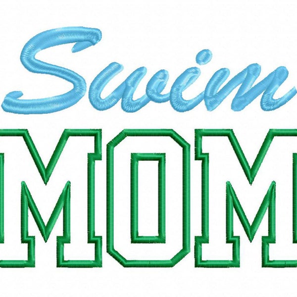 Swim Mom Applique Machine Embroidery Design - 4 Sizes