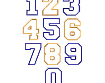 Jumbo College Varsity Applique Numbers Machine Embroidery Design - 5 Sizes - Instant Download Digital Design File