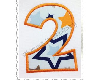 Happy Applique Numbers Machine Embroidery Design - 5 Sizes
