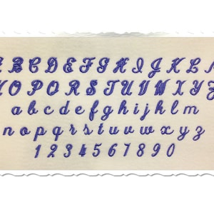 Alfabeto monograma pequeño con fuente de escritura simple para bordar a máquina (tamaños de 1/2" y 3/4")