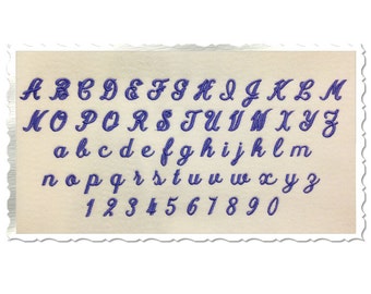 Small Mini Simple Script Machine Embroidery Font Monogram Alphabet - 1/2" & 3/4" Sizes
