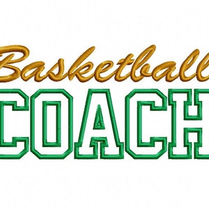 Basketball Coach Applique Machine Embroidery Design - 3 Sizes - Instant Download Digital Design File