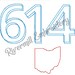 Ohio 614 Area Code Raggy Applique Machine Embroidery Design - 4 Sizes ...