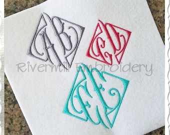 Antik Stil zwei Buchstaben Monogramm Maschinenstickerei Schrift Alphabet - 3 Größen - BK Dateien Instant Download Design PES Rivermill Embroidery