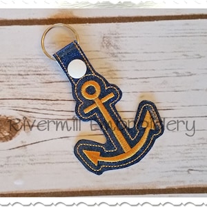 Anchor In The Hoop Snap Tab Key Fob Machine Embroidery Design