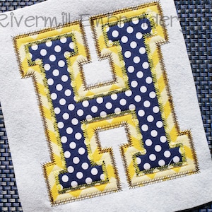 Large Zig Zag Double Applique Varsity Alphabet Machine Embroidery Font - 3 Sizes - BX Files Instant Download Design PES