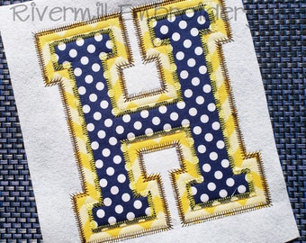 Large Zig Zag Double Applique Varsity Alphabet Machine Embroidery Font - 3 Sizes