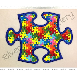Applique Puzzle Piece Machine Embroidery Design - 4 Sizes - Instant Download PES DST Digital File Rivermill Embroidery