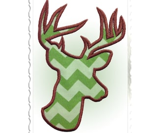 Applique Deer Head Buck Silhouette Machine Embroidery Design - 5 Sizes - Instant Download PES DST Digital File Rivermill Embroidery
