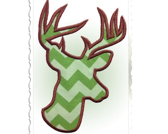 Applique Deer Head Buck Silhouette Machine Embroidery Design - 5 Sizes