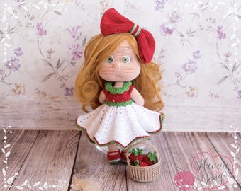Mia the Strawberry Amigurumi Doll Pattern • PDF Crochet Doll Tutorial