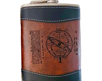 Kabbalistic Leather Hip Flask – Mystical Judaica Gift – Chanukah Gift