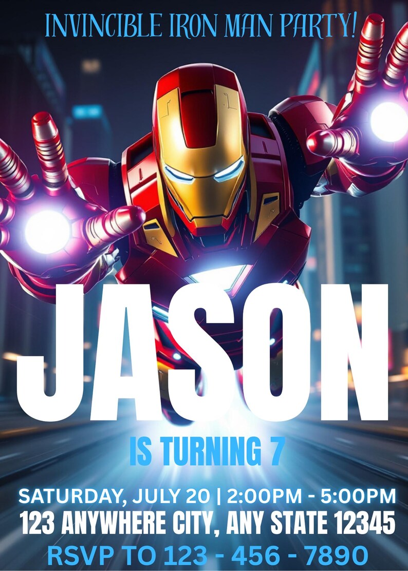 Iron Man Birthday Invitation | Superhero Party Invite | Editable ...