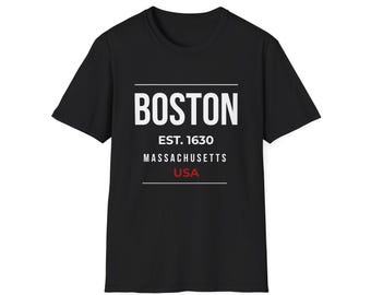 Boston T Shirt EST 1630 Massachusetts USA Shirt, Boston Tee, Boston Souvenir, Vintage Boston Shirt, Unisex Streetwear Gift