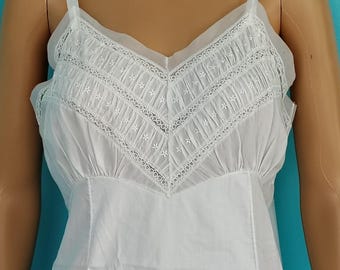 Vintage White Cotton Lace Slip Penney's ADONNA Size: 38 Petite