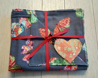 Butterfly Flannel Baby Blanket, Gray Nursery Swaddle (35x42)