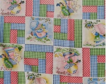 VINTAGE Holly Hobbie Handmade Window Curtain Panels FABRIC 43" x 67" Lot of 2