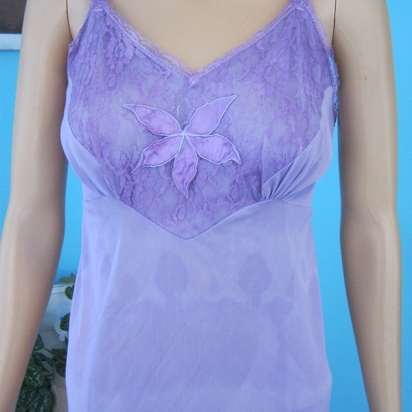 Vintage LILAC Full Slip Dress - Upcycled Purple Lavender Slip - Hand Dyed, Ice Dying - Size: Small 36