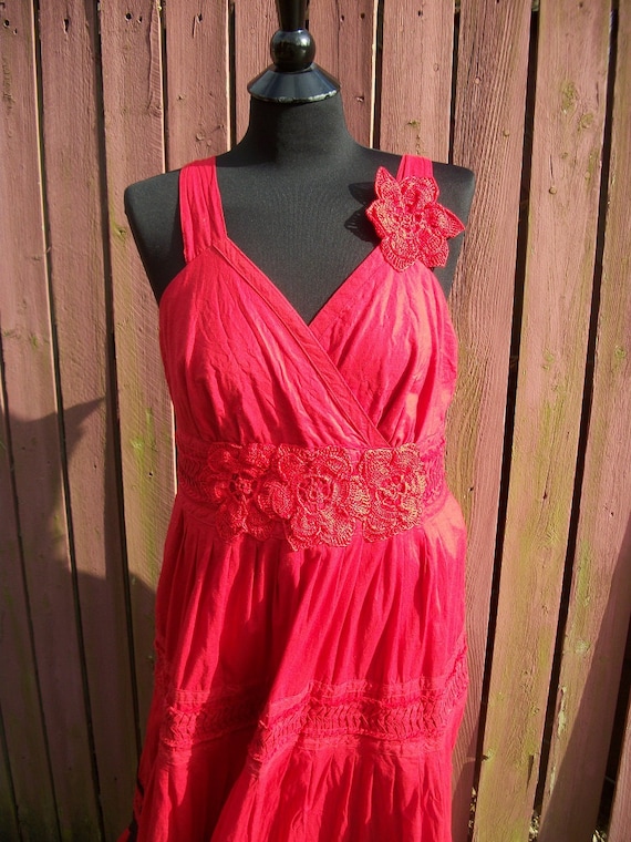 red lace boho dress