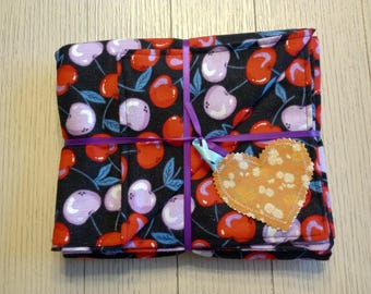 Cherry Print Flannel Baby Blanket, Purple Red Pink Kitsch Decor (35x42)