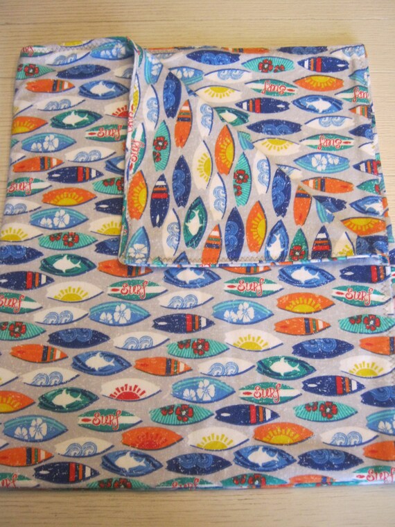 SURFBOARD Flannel Baby Blanket Surfs up Hang Ten COLORFUL Etsy