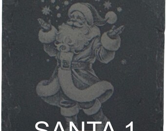 Posavasos de Papá Noel de pizarra negra / Diseño navideño / Artículos de bar para fiestas / Diseños combinables