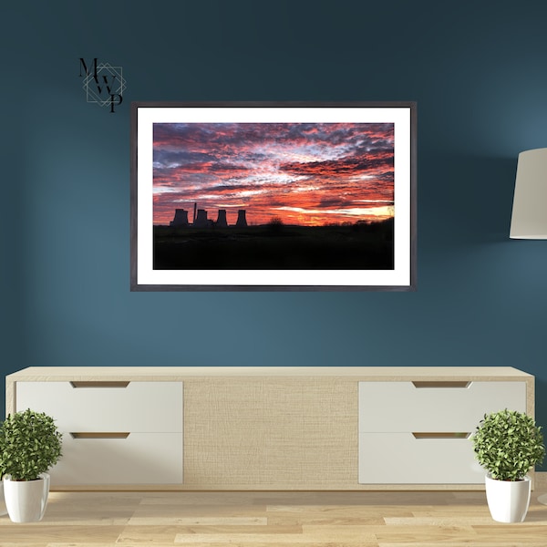 Power Station Sunset Picture Download, Industrial Revolution Wall Deco, Art Hanging for Kitchen or Living Room Wall, Printable Photography