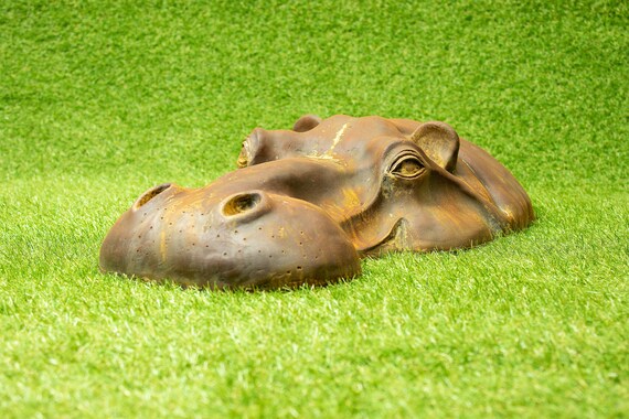 Cast Iron Resin Hippo Head Garden Ornament With Real Rust Ireland Cast Iron Resin Hippo Head Garden, Cast Iron Garden Ornaments Ireland