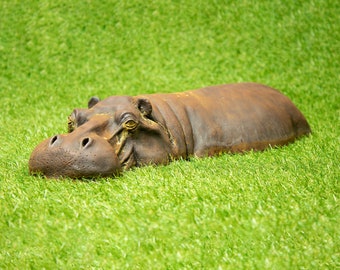 Handmade Rusty Hippo Garden Ornament, Unusual Easter or Mothers Day Gifts for Gardeners, Unique Gardening Birthday Gift, Resin/ Iron - L42cm