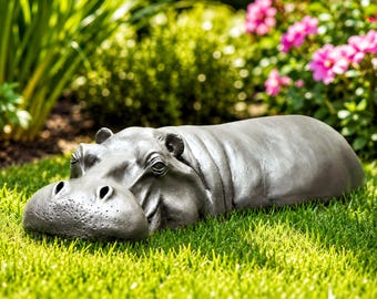 Aluminium Hippo Garden Sculpture | 10th Wedding Anniversary Gift | Aluminum Anniversary Gift