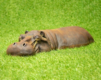 Hippo Garden Sculpture, Hippopotamus Lawn Ornament, Teacher Christmas Gift, Birthday Garden Gifts, Yard Art, Cast Iron Decor, Statue, Xmas