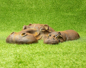 Outdoor Decor, Rusty Hippo Garden Ornaments, Patio, Dad Birthday Gift for Him, Get Well Soon Gift, Unique Christmas Gift Ideas, Thank You