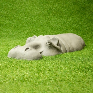 Stone resin hippo garden ornament