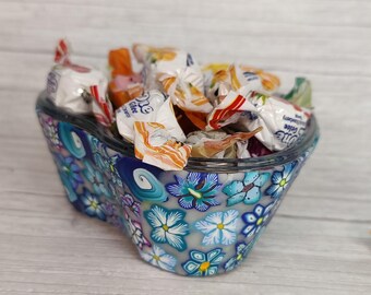 Handcrafted Heart-Shaped Polymer Clay Candy Dish – Decorative Bowl for Sweets & Treats
