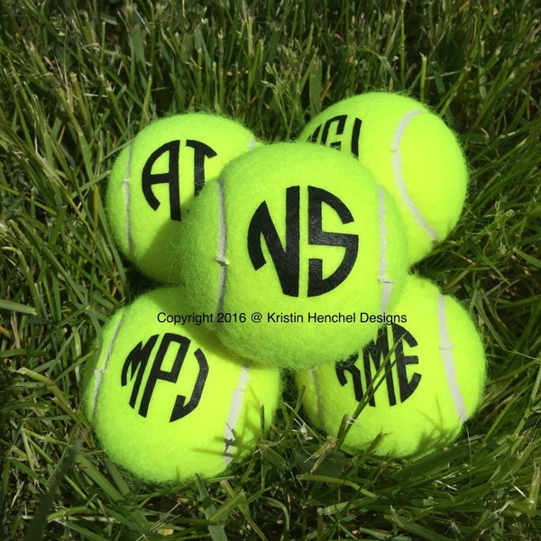NEW ink Colors- Monogram Personalized Custom Tennis Balls Set of 3, 6, 9, 12, 18 or 24 choice of ink color FAST shipping