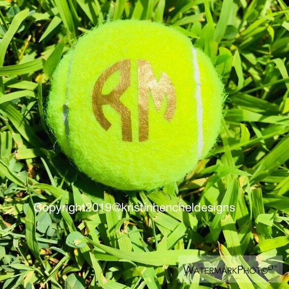 Monogram Personalized Custom Tennis Balls Set Of 3 Choice Of Ink Color