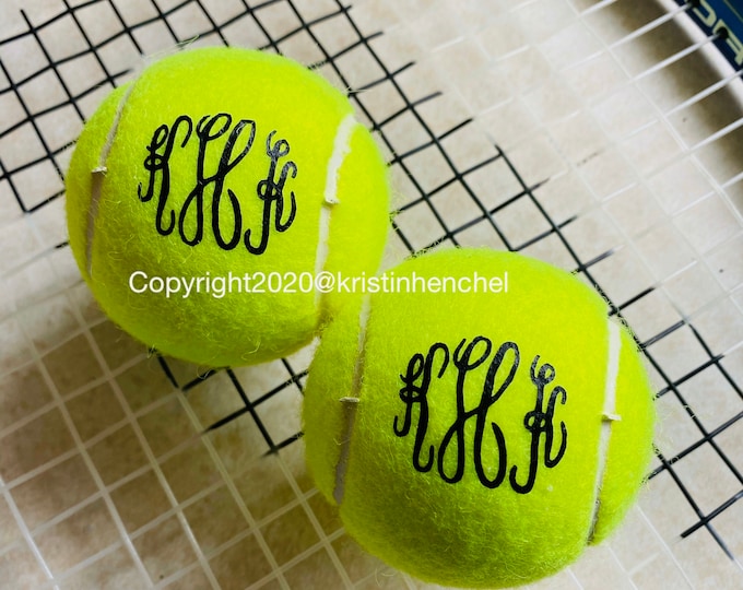 Monogram Personalized Custom Tennis Balls Set of 3 Script Monogram