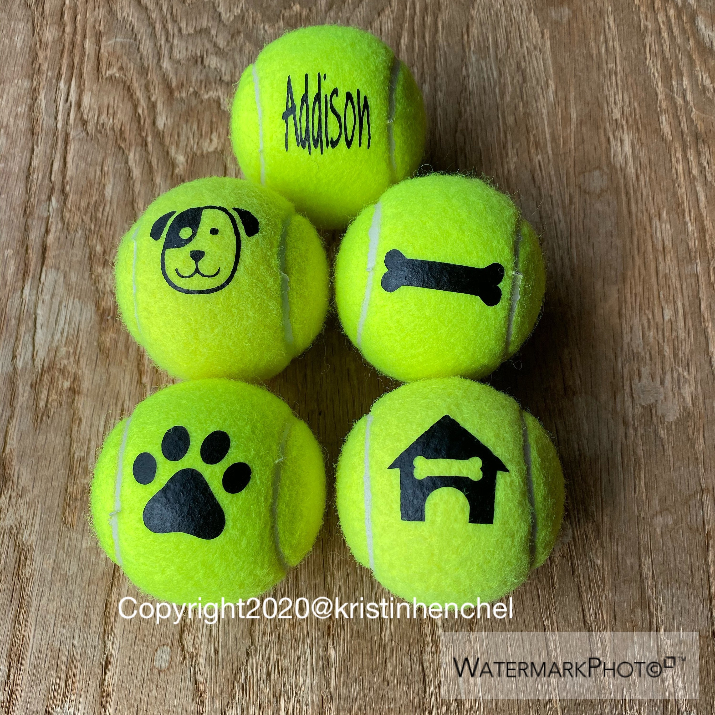 Set of 2 or 3 Tennis Balls Dog Personalized With Name and Paw Print Dog House Bone Dog Face. Etsy