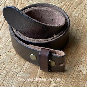 Brown full grain leather strap/snap belt sizes XS-L