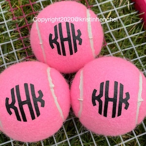 Monogram Personalized Custom Pink Tennis Balls Set of 3, 6, 9, 12, 18 or 24 FAST shipping