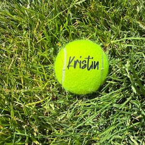Custom Personalized Tennis Balls Set of 3, 6, 9, 12, 18 or 24 choice of ink color FAST shipping NEW FONT
