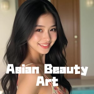 asian woman portrait illustration | ai generated digital art | printable wall art | png download