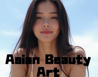 アジア人女性のポートレートイラスト | AI生成デジタルアート | 印刷可能な壁アート | PNGダウンロード