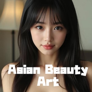 asian woman portrait illustration | ai generated digital art | printable wall art | png download