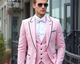 フォクシー スーツ 上下　バブル　ピンク　衣装 メンズ ピンク ダブルブレストスーツ - ブレザー＆パンツセット - 結婚