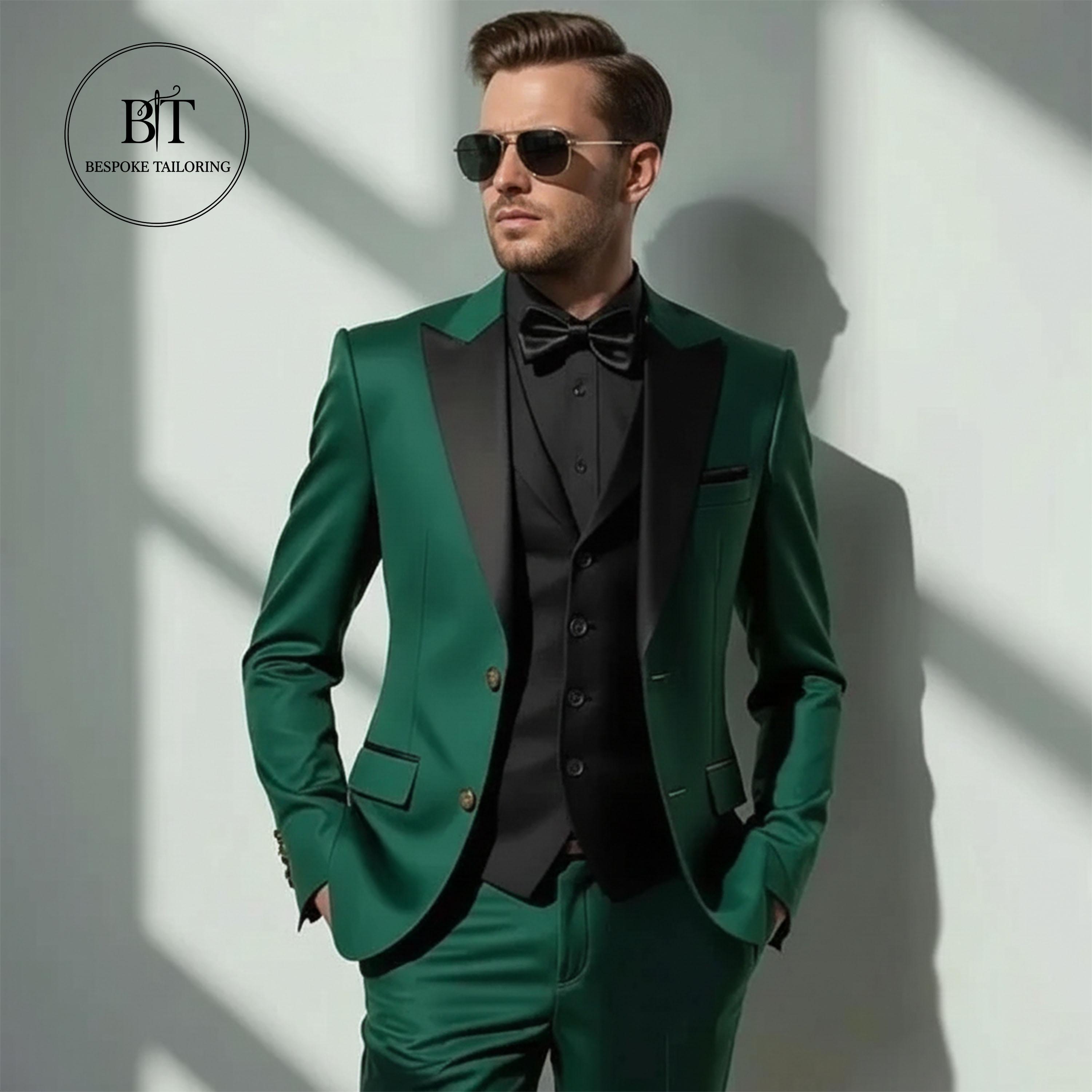Tiuimk Mannen Koper Vierkant Strass Emerald Shirt Pak Manchetknopen Groen, kristal
